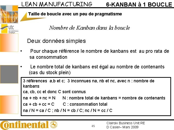 LEAN MANUFACTURING 6 -KANBAN à 1 BOUCLE Taille de boucle avec un peu de