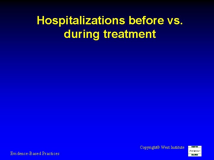 Hospitalizations before vs. during treatment Copyright West Institute Evidence-Based Practices 
