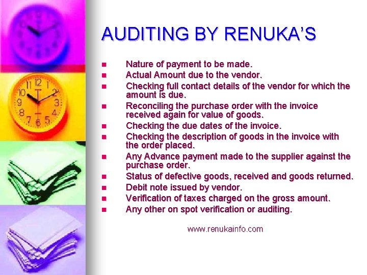 AUDITING BY RENUKA’S n n n Nature of payment to be made. Actual Amount