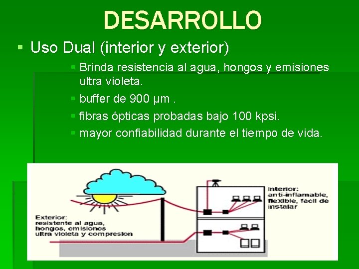 DESARROLLO § Uso Dual (interior y exterior) § Brinda resistencia al agua, hongos y