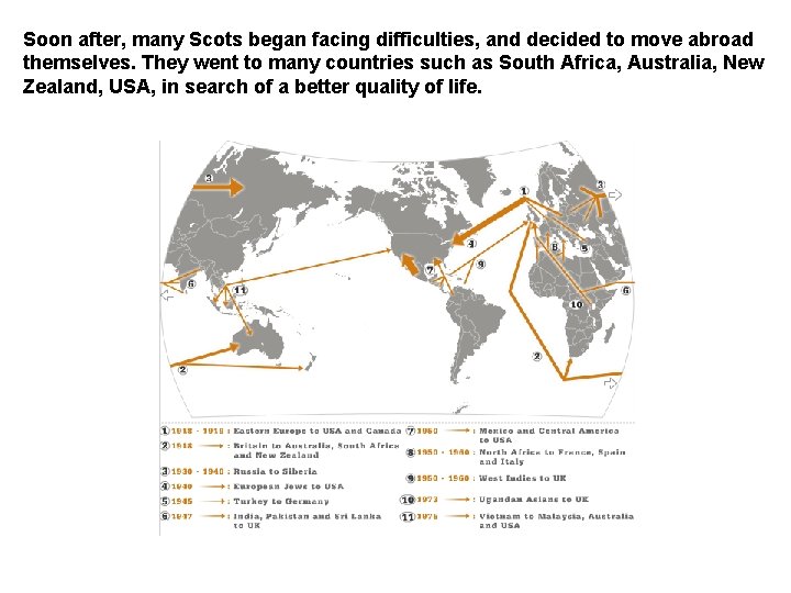 Soon after, many Scots began facing difficulties, and decided to move abroad themselves. They