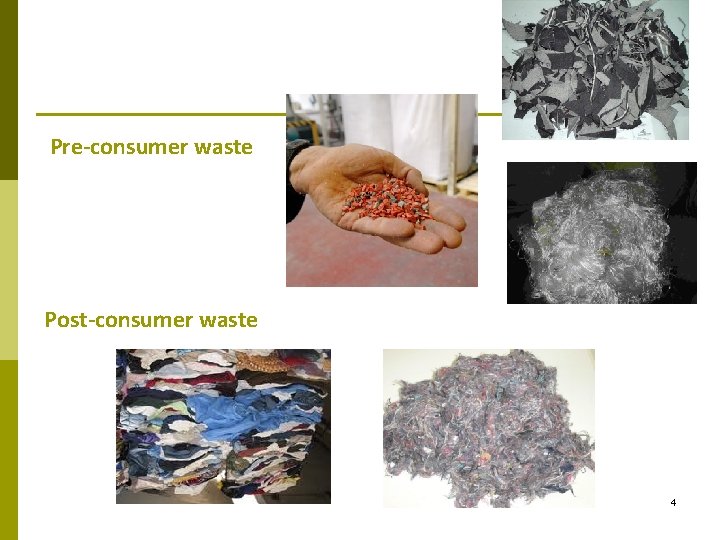 Pre-consumer waste Post-consumer waste 4 