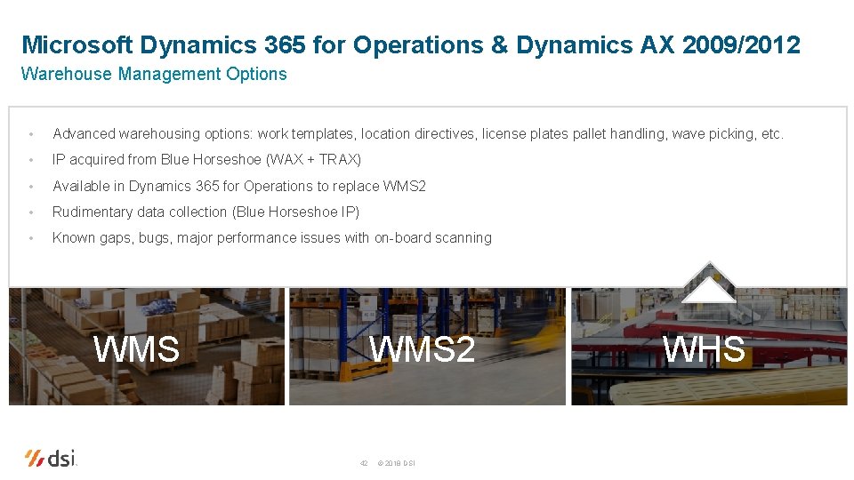 Microsoft Dynamics 365 for Operations & Dynamics AX 2009/2012 Warehouse Management Options • Advanced