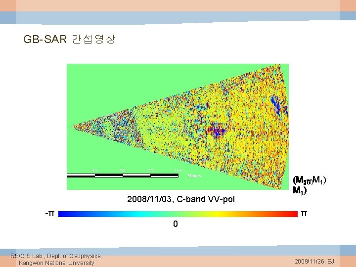 GB-SAR 간섭영상 2008/11/03, C-band VV-pol -π (M 70 - -M - 1) 5 10