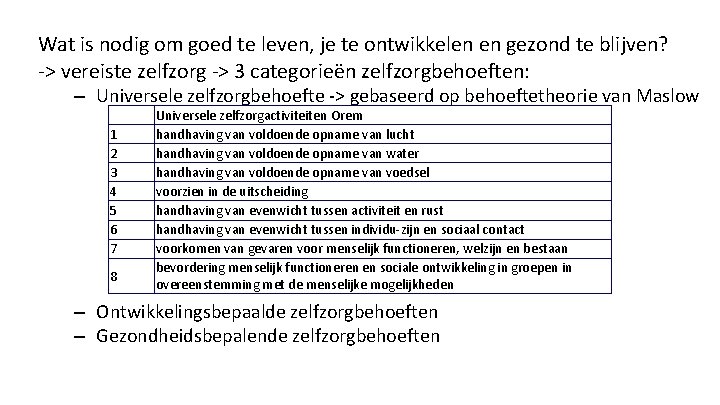 Wat is nodig om goed te leven, je te ontwikkelen en gezond te blijven?