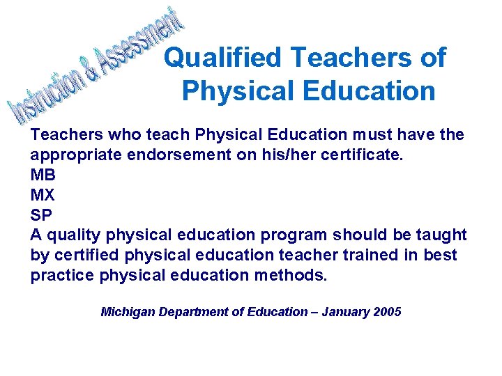 Qualified Teachers of Physical Education Teachers who teach Physical Education must have the appropriate