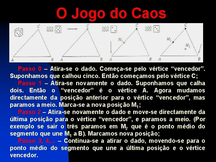 O Jogo do Caos Passo 0 – Atira-se o dado. Começa-se pelo vértice “vencedor”.