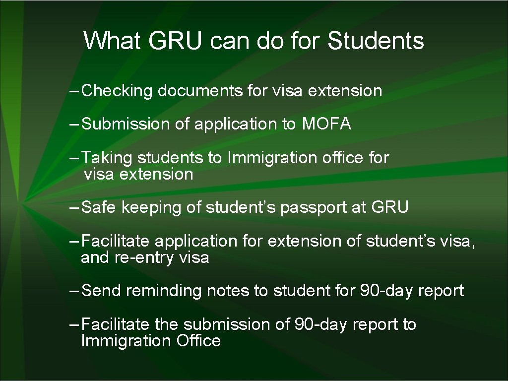 What GRU can do for Students – Checking documents for visa extension – Submission