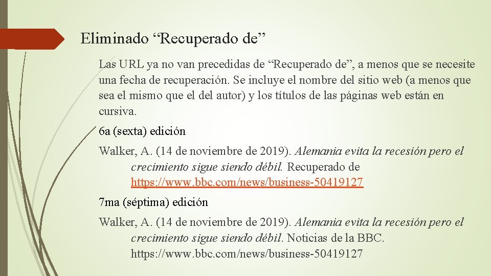 Eliminado “Recuperado de” Las URL ya no van precedidas de “Recuperado de”, a menos
