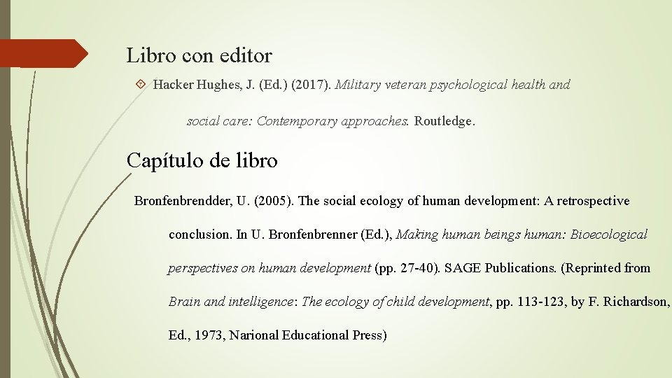 Libro con editor Hacker Hughes, J. (Ed. ) (2017). Military veteran psychological health and