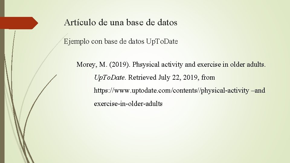 Artículo de una base de datos Ejemplo con base de datos Up. To. Date