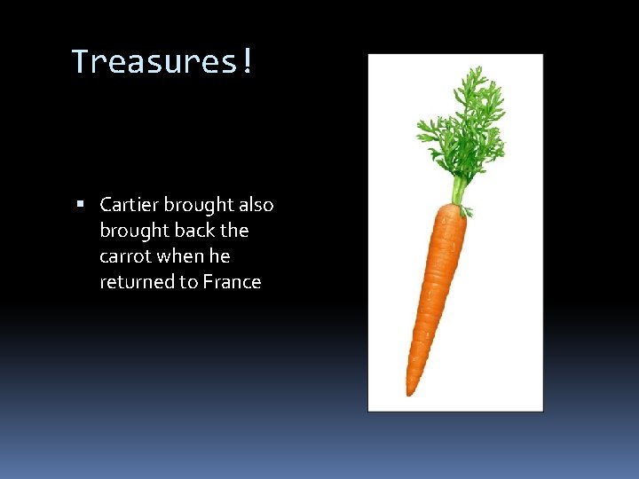 Treasures! Cartier brought also brought back the carrot when he returned to France 