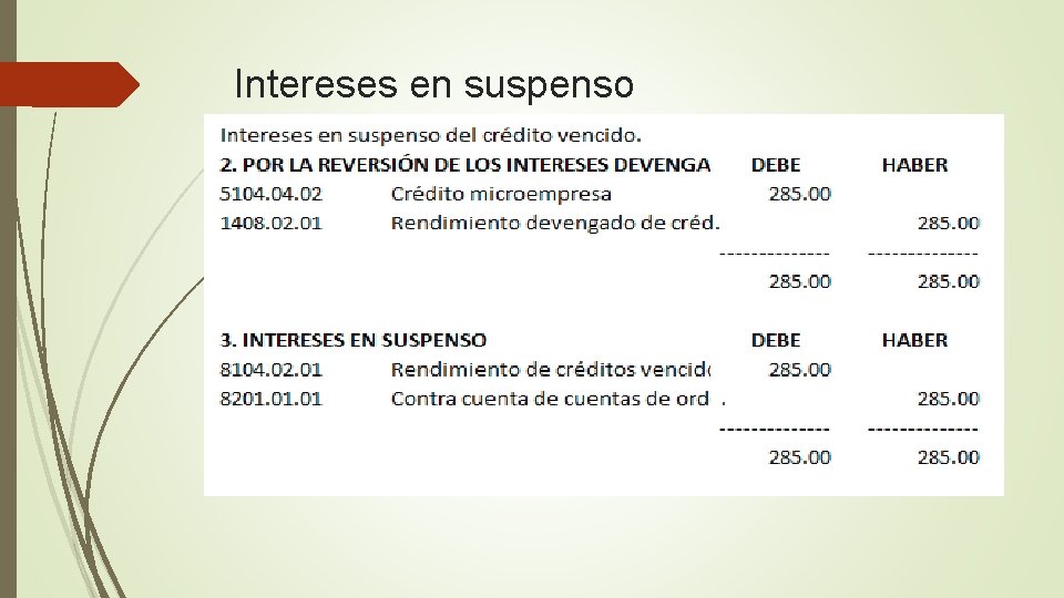 Intereses en suspenso 