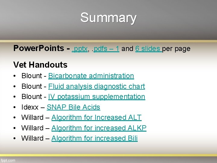 Summary Power. Points -. pptx, . pdfs – 1 and 6 slides per page