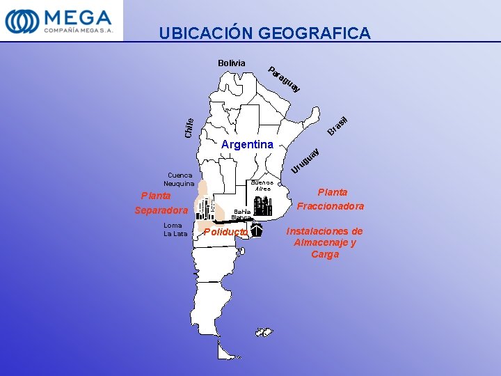 UBICACIÓN GEOGRAFICA Bolivia Pa ra Chile gu ay Cuenca Neuquina Planta Separadora Loma La