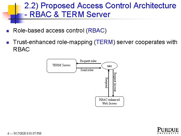 2. 2) Proposed Access Control Architecture - RBAC & TERM Server n n Role-based