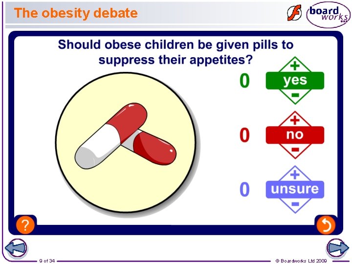 The obesity debate 9 of 34 © Boardworks Ltd 2009 