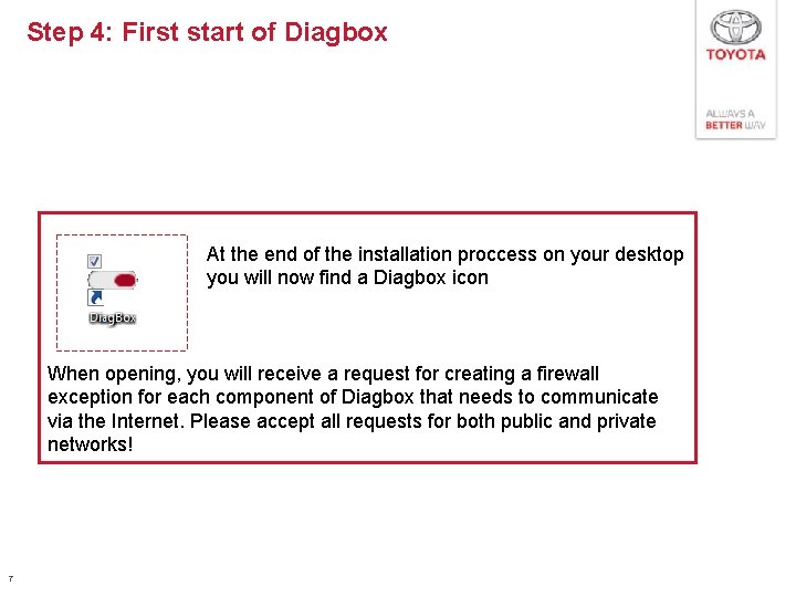 Step 4: First start of Diagbox At the end of the installation proccess on