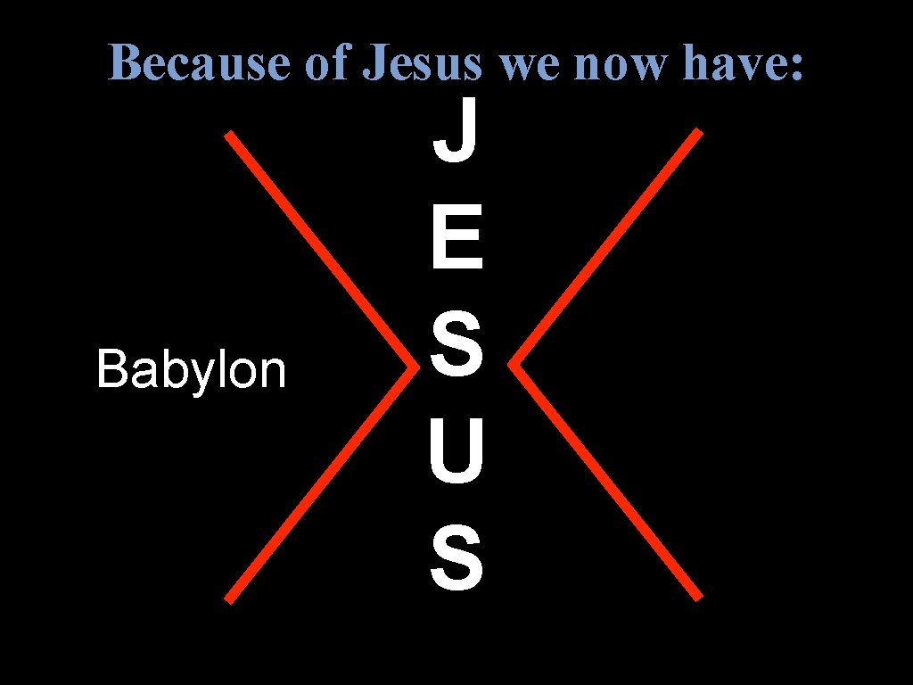 Because of Jesus we now have: Babylon J E S U S 
