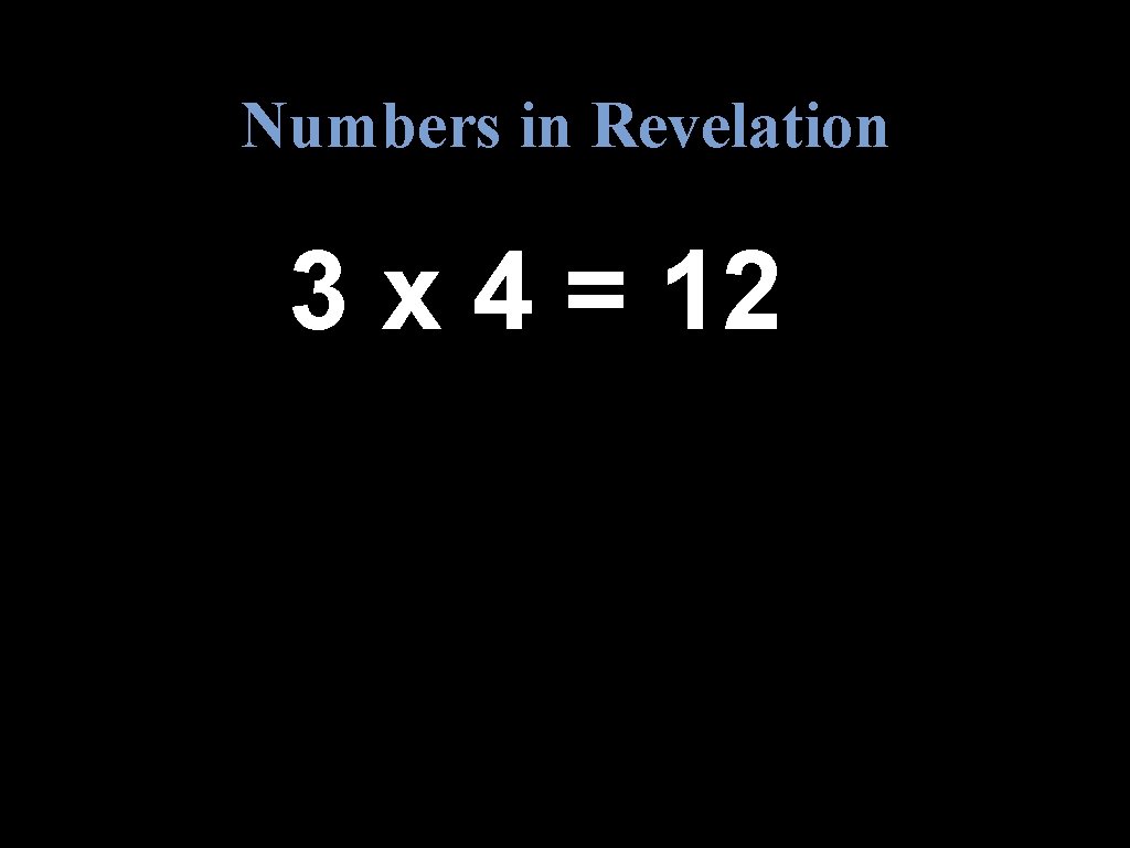Numbers in Revelation 3 x 4 = 12 