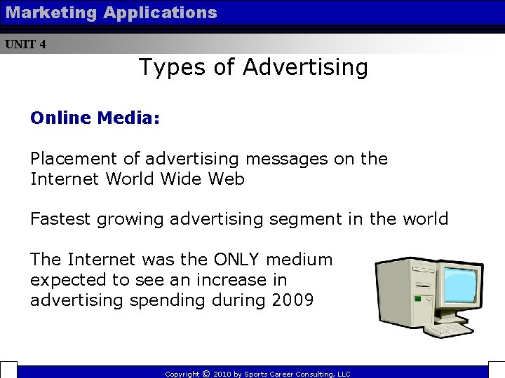 Marketing Applications UNIT 4 Types of Advertising Online Media: Placement of advertising messages on Marketing Applications UNIT 4 Types of Advertising Online Media: Placement of advertising messages on