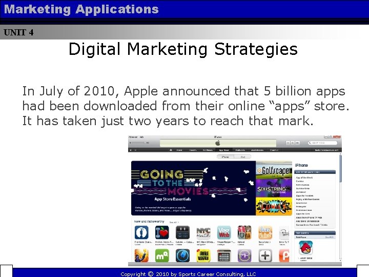 Marketing Applications UNIT 4 Digital Marketing Strategies In July of 2010, Apple announced that Marketing Applications UNIT 4 Digital Marketing Strategies In July of 2010, Apple announced that