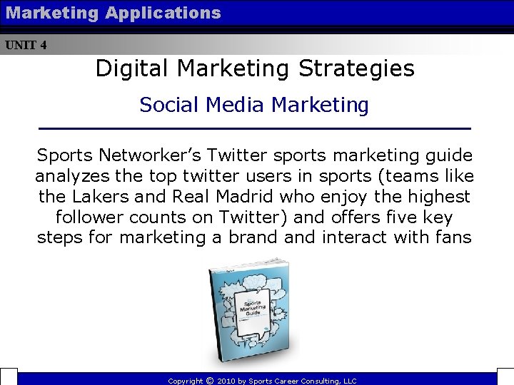 Marketing Applications UNIT 4 Digital Marketing Strategies Social Media Marketing Sports Networker’s Twitter sports Marketing Applications UNIT 4 Digital Marketing Strategies Social Media Marketing Sports Networker’s Twitter sports