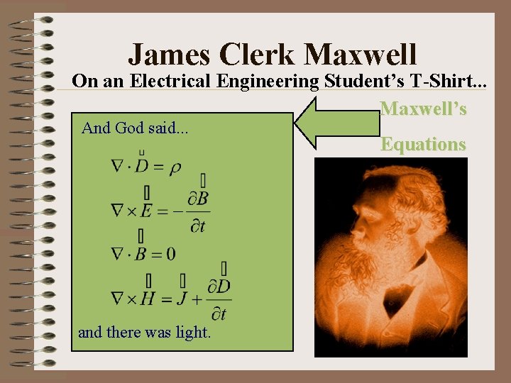 James Clerk Maxwell On an Electrical Engineering Student’s T-Shirt. . . Maxwell’s And God