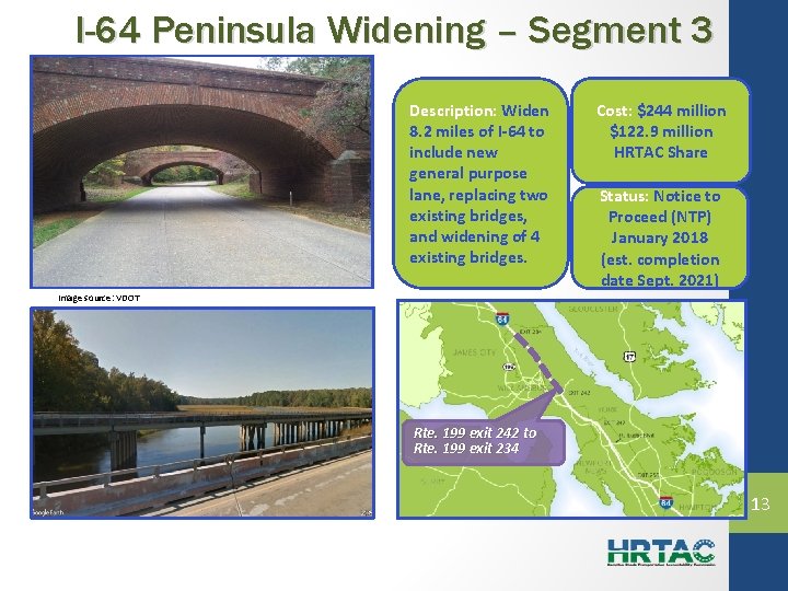 I-64 Peninsula Widening – Segment 3 Description: Widen 8. 2 miles of I-64 to