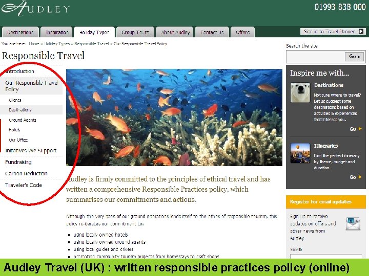 Audley Travel (UK) : written responsible practices policy (online) 