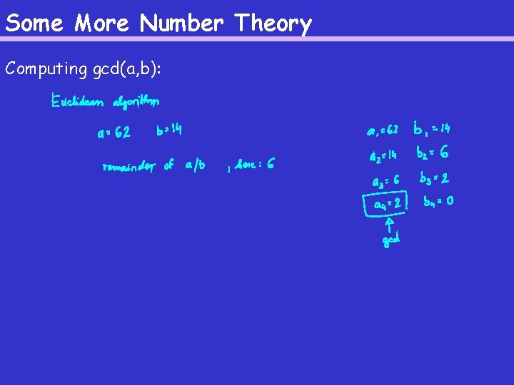 Some More Number Theory Computing gcd(a, b): 
