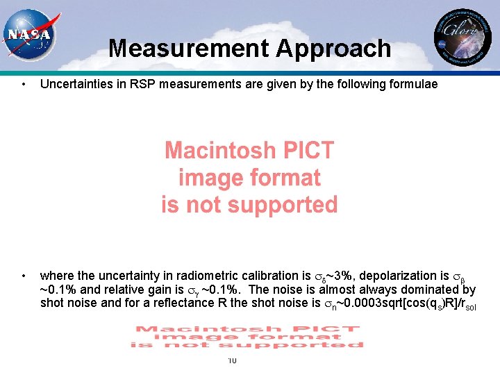 Measurement Approach • Uncertainties in RSP measurements are given by the following formulae •
