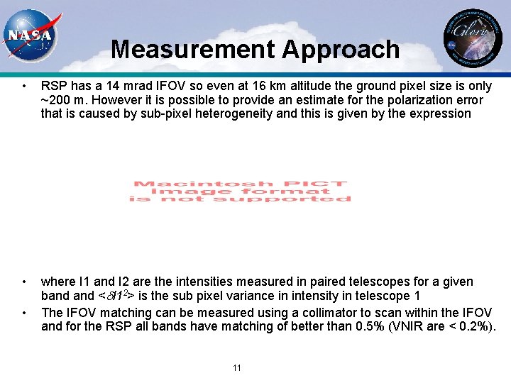 Measurement Approach • RSP has a 14 mrad IFOV so even at 16 km