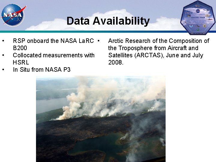 Data Availability • • • RSP onboard the NASA La. RC • B 200