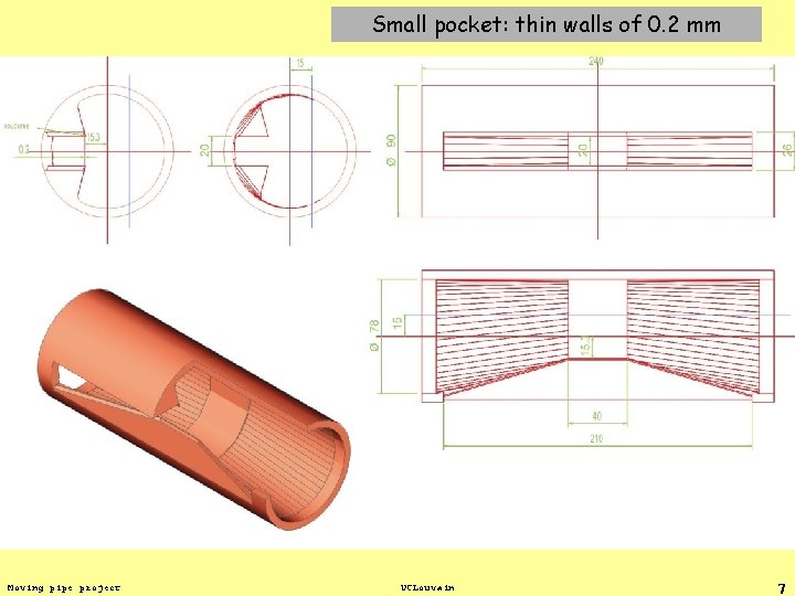 Small pocket: thin walls of 0. 2 mm Moving pipe project UCLouvain 7 
