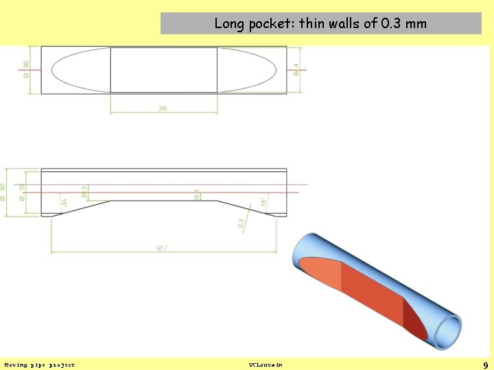 Long pocket: thin walls of 0. 3 mm Moving pipe project UCLouvain 9 