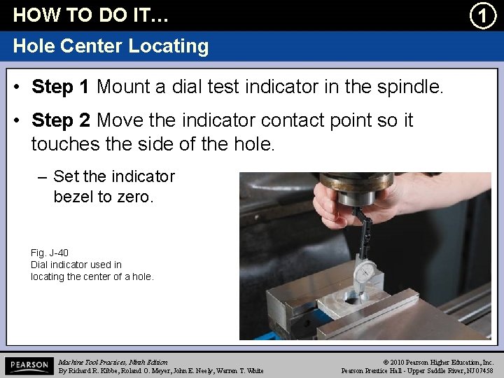 HOW TO DO IT… l 1 Hole Center Locating • Step 1 Mount a