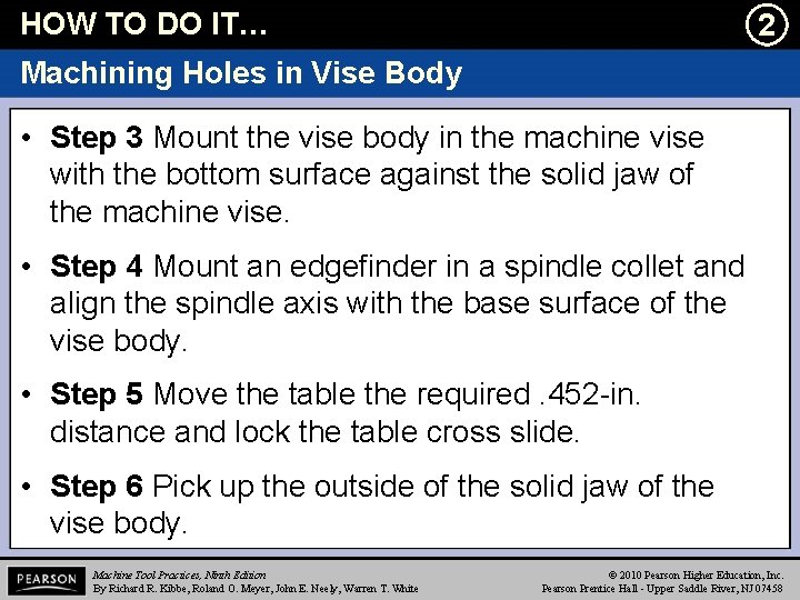 HOW TO DO IT… l 2 Machining Holes in Vise Body • Step 3