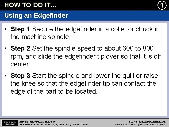 HOW TO DO IT… l 1 Using an Edgefinder • Step 1 Secure the