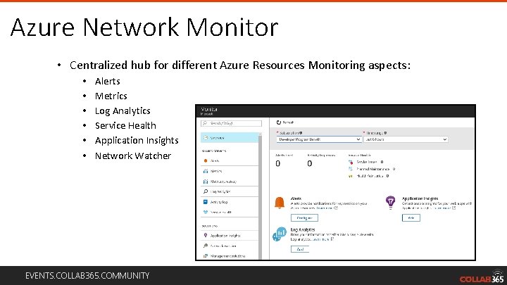 Azure Network Monitor • Centralized hub for different Azure Resources Monitoring aspects: • •