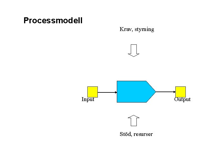 Processmodell Krav, styrning Input Output Stöd, resurser 