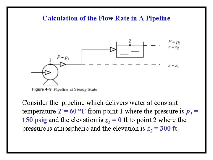 Calculation of the Flow Rate in A Pipeline Consider the pipeline which delivers water