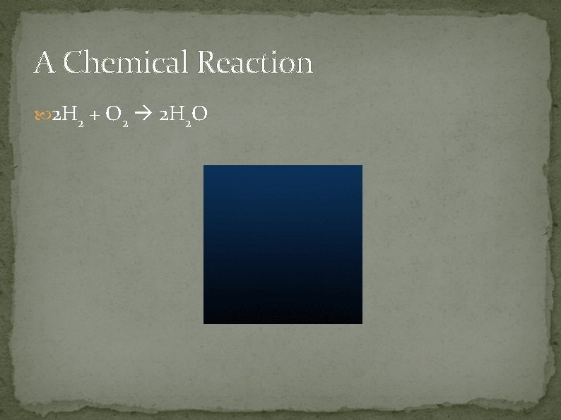 A Chemical Reaction 2 H 2 + O 2 2 H 2 O 