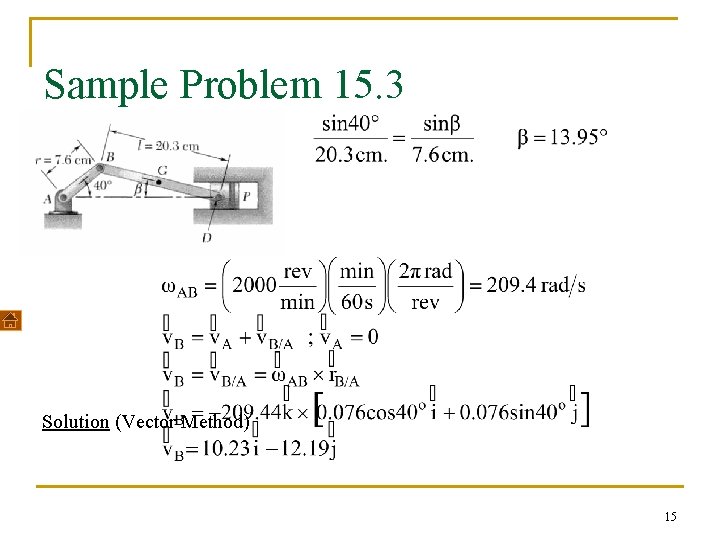 Sample Problem 15. 3 Solution (Vector Method) 15 