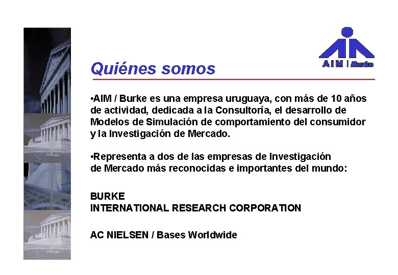 Quiénes somos • AIM / Burke es una empresa uruguaya, con más de 10