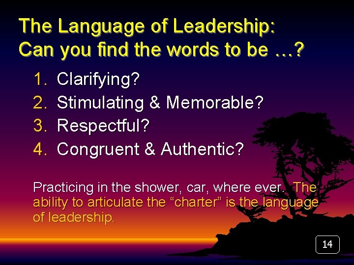 The Language of Leadership: Can you find the words to be …? 1. 2.