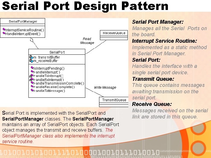 Serial Port Design Pattern Serial Port is implemented with the Serial. Port and Serial.