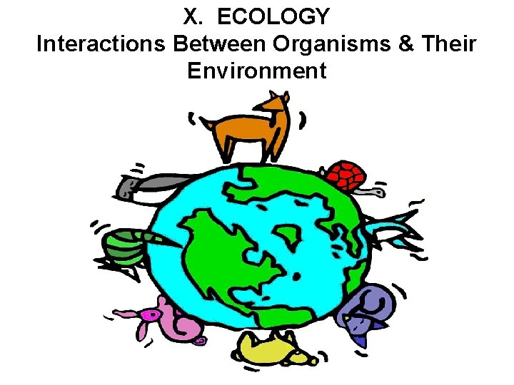 X. ECOLOGY Interactions Between Organisms & Their Environment 