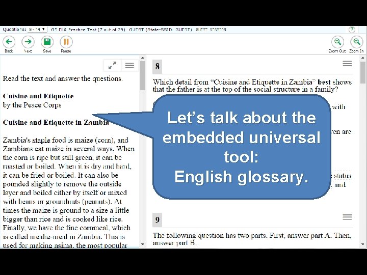 Let’s talk about the embedded universal tool: English glossary. 