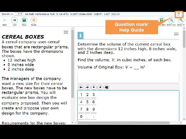 Question mark/ Help Guide 